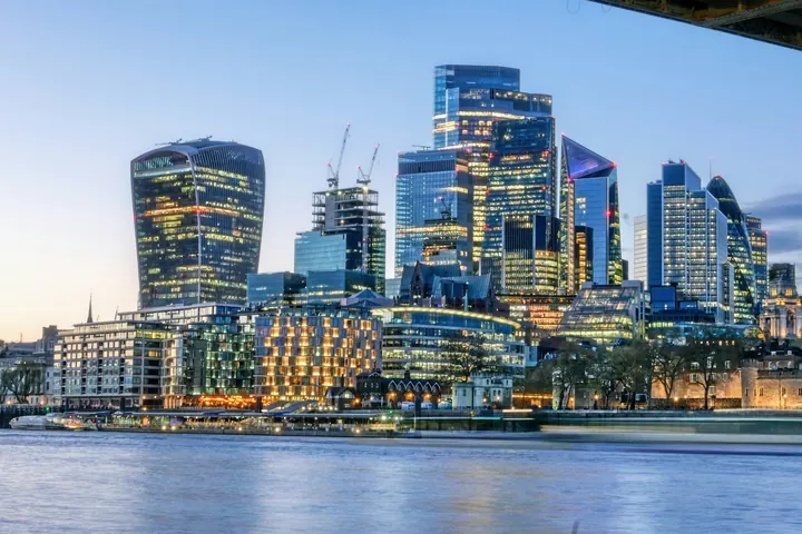 The London skyline along the Thames